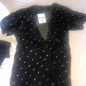 Black with gold pattern midi dress